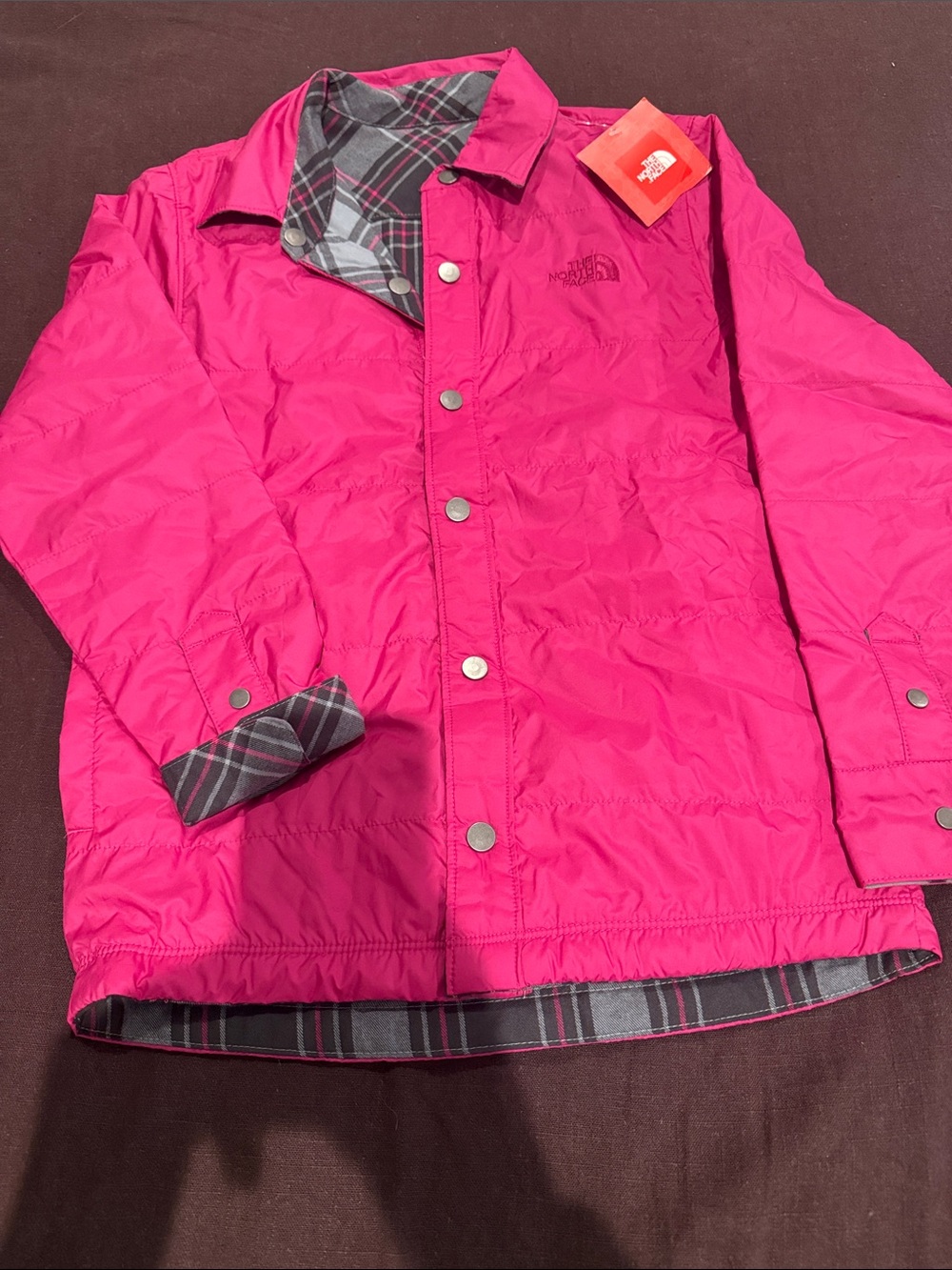 NWT girls reversible coatThe North Face Kids Pink Quilted Button-Front Jacket